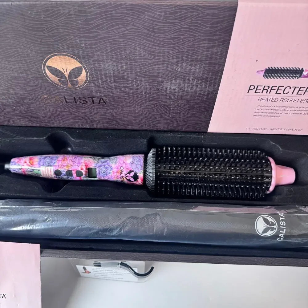 Calista Perfecter Pro+ Heated Round Brush 1.5” Floral Pink Styler Hair Tool